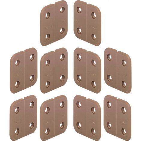 Cyclingcolors – 10er-Pack Scharniere ohne Drehpunkt, 40 x 40 mm – Braunes Polypropylen – 4 Löcher für Möbel, Türen und Schränke – Abgerundete Klinge (1/5)