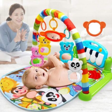 1 Tapis d'éveil, clavier piano, 5 jouets suspendus, textile doux, nouveau-né (1/4)