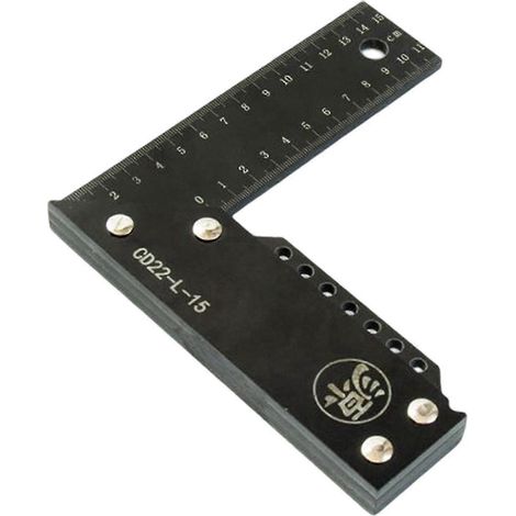 Équerre de charpentier multifonctionnelle, outil de traçage, outil de menuiserie, règle en L, outil de marquage-Black 150mm (1/5)