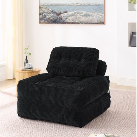Zusammenklappbarer 2 in 1 Cord Bodenstuhl Bequemes Klappsofa mit verstellbarer Rückenlehne vielseitiges Gästebett und Liegestuhl für Wohn oder S (1/5)