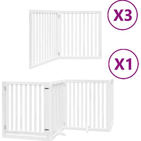 Barrière pour chien porte pliable 10 panneaux bois de peuplier (1/5)