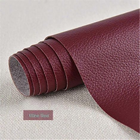Patch de réparation en cuir auto-adhésif compatible avec canapé meubles table chaise siège sac chaussure lit. Référence : f74-25x30cm-Rouge vin (1/3)