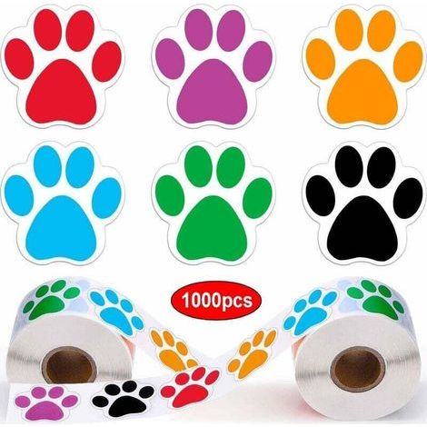 pair 2 Rouleau de 1000 Pièces Coloré Empreinte De Patte Autocollants Chien Chat Ours Pet Empreinte Empreinte De Patte étiquettes Autocollants(Mixte 6 Couleurs)-Fei Yu (1/4)