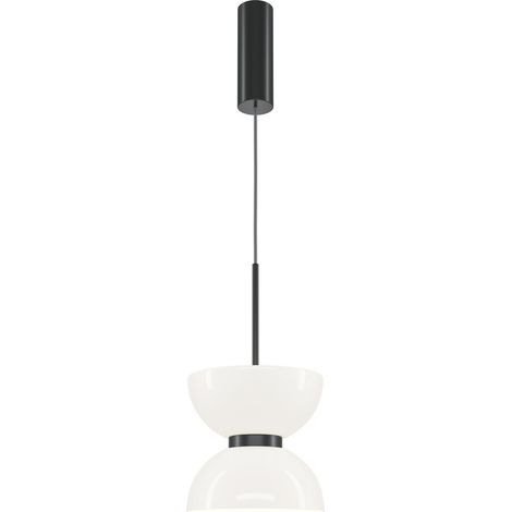 Maytoni Kyoto Plafonnier moderne à suspension fine, noir, 3 000 K, 1 300 lm, abat-jour blanc