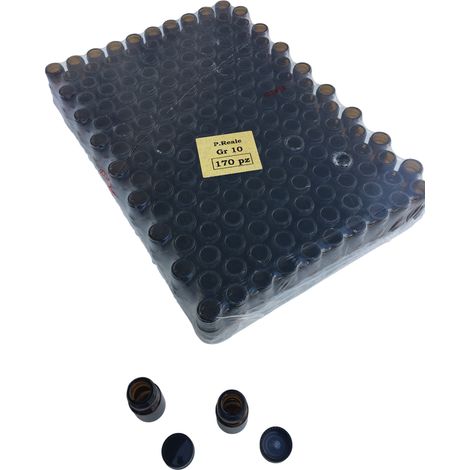 Vasetto in vetro scuro da 15 cc, completo di tappo, per 10 gr. di pappa reale (confezione da 170 pz)
