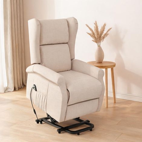 Fauteuil relax coloris cream blanc en bois 74 x 94 x 111 cm (1/5)
