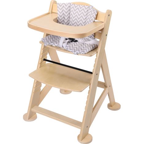 Sunny Fynn Chaise Haute En Bois, Beige Chaise Haute Bébé, Chaise Haute Pour Enfant Avec Tablette Amovible, Set De Coussins Et Ceinture De Sécurité À Partir De 9 Mois Environ - 55,5 X 55 X 80 Cm (1/5)