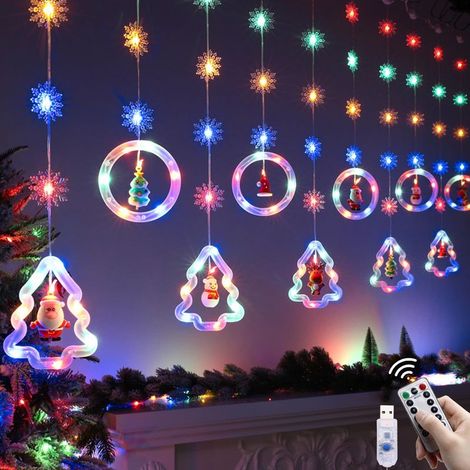 Lichterkette mit Weihnachtsbaumstern-Figur, LED-Lichterkette für Fenster, Balkon und Terrasse (1/5)