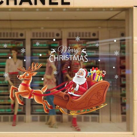 Sticker mural décoratif de Noël double face pour fenêtre, porte ou vitre - 60 x 90 cm (1/5)