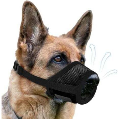 4.7-5.9 inch Black Adjustable Anti-Bark Muzzle with Self-Adhesive Mesh Ring. Adjustable anti-bark muzzle for large, medium, and small dogs. (1/4)