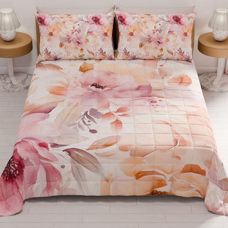 Couvre-lit d'été 170x260 cm 100 g/m² Double Face, Couette légère pour lit Simple, Printemps, Modèle Floral 2, 100% Fabriqué en Italie (1/5)