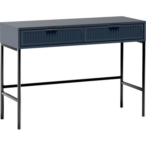 Schminktisch in Indigo blau mit Rillenoptik 110 cm LAURO-161 (1/3)