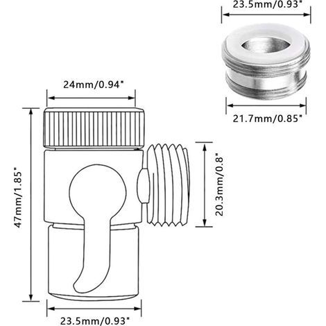 Valve Inverseur de Douche 3 Voies Robinet Inverseur Diverter M22 x M24 Rechange Adaptateur De Douche Robinet Valve pour Cuisine ou Salle de Bain (1/3)