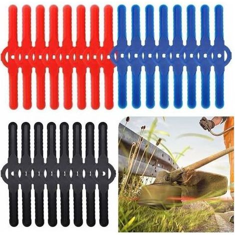 Ahlsen Lot de 24 couteaux de débroussailleuse rouge - Coupe-bordure en plastique - Outil de jardin - Lame de rechange pour coupe-bordure sans fil (rouge) (1/5)
