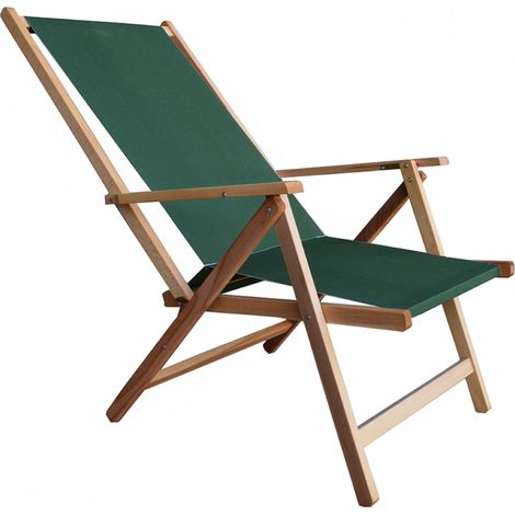 Sdraio relax mare in legno richiudibile con tela VERDE (1/2)