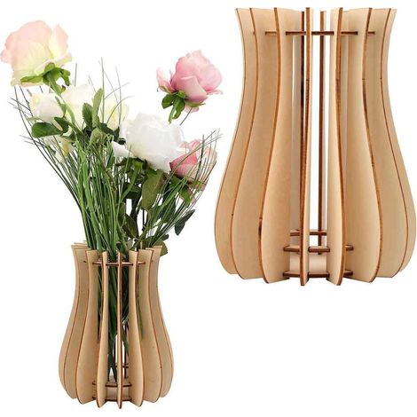 Vase En Bois Pour Fleurs Lego - Support Puzzle Assemblable Sans Colle - Convient Bouquets Cerisier Tournesol Tulipe Narcisse Lotus - 1 Pièce (1/5)