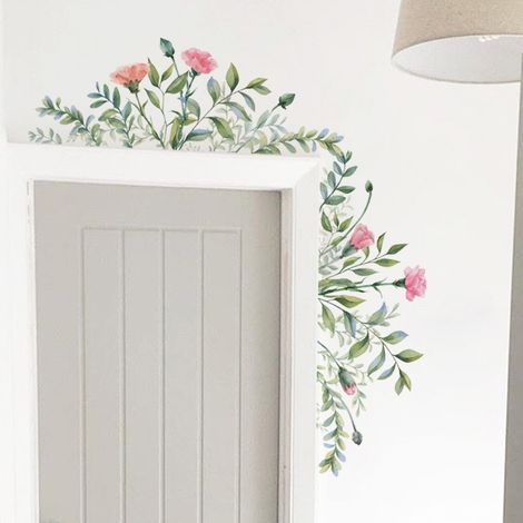 Vert Blätter et rouge Blumen Wandaufkleber 5547cm (1/5)