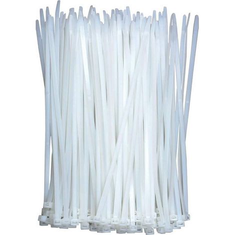 Confezione da 100 fascette per cavi trasparenti bianche - Realizzate in plastica - Lunghe e resistenti alla trazione fino a 18 kg - Autobloccanti - Per ufficio, casa e uso esterno - 300 mm x 4 mm (1/5)