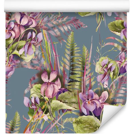 Papier peint Fleurs et Feuilles des Prairies pour Salon et Chambre 50x1000 cm (1/5)