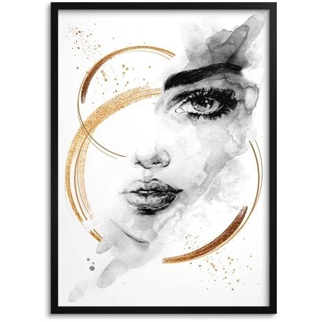 Affiche murale moderne avec cadre noir représentant une femme pour salon et chambre à coucher (1/5)