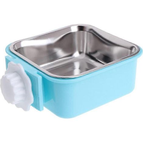 Gamelle pour cage, gamelle amovible en acier inoxydable pour nourriture et eau, compatible avec les cages de cage et les poulaillers. Support à vis pour chien, chiot, chat, lapin, oiseau. (1/5)