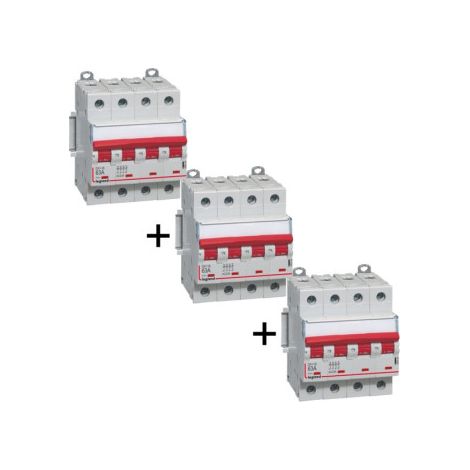 Legrand - DX3 - LOT de 3 Interrupteur-sectionneur u00e0 du00e9clenchement 63A - 4P - Ref. : 406544x3 (1/2)