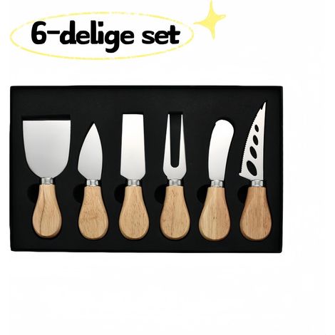 Ensemble de 6 couteaux et fourchettes à fromage en acier inoxydable pour service et dégustation du fromage adaptés aux planches à fromage (1/5)