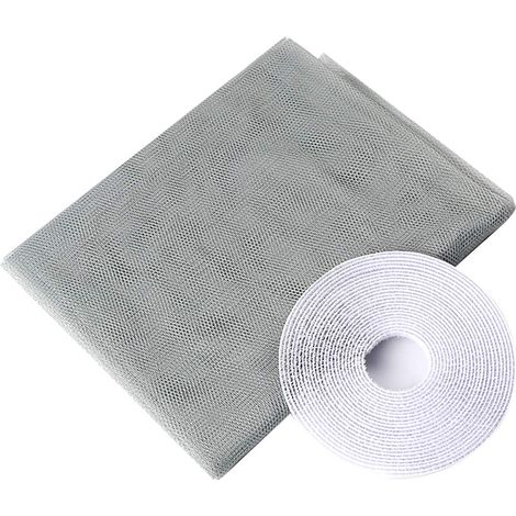 Moustiquaire pour fenêtre avec bandes Velcro — Moustiquaire autocollante pour fenêtres (150 x 200 cm, Gris)