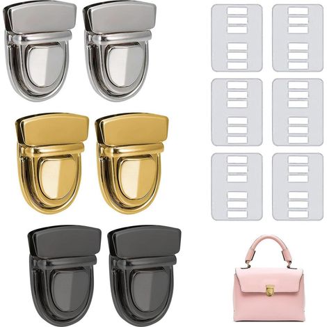 6x fermoirs de sac en acier inoxydable, fermoir de portefeuille DIY, or, argent, noir canon