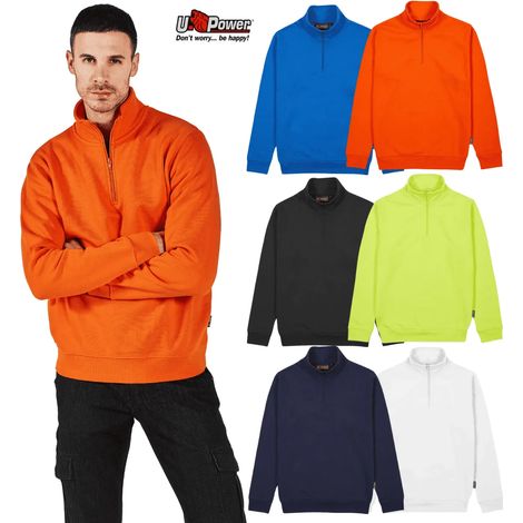 Felpa da Lavoro U-Power Tautra - Mezza Zip Bianco S