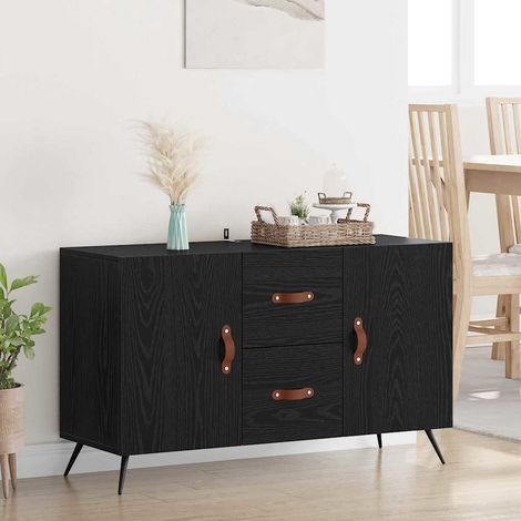 Buffet-Meuble de rangement Chêne noir 100 x 36 x 60 cm Bois d'ingénierie 326407 (1/5)
