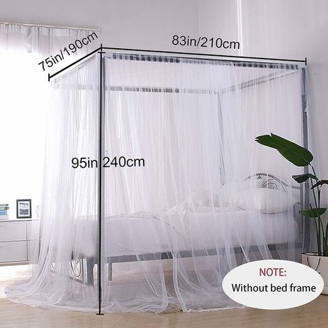SZHTFX Großes quadratisches Moskitonetz für Doppelbetten, 4 Türen, universeller Insektenschutz, Baldachin, für den Innen- und Außenbereich, 210 x 190 x 240 cm, inklusive Montagewerkzeug (1/3)