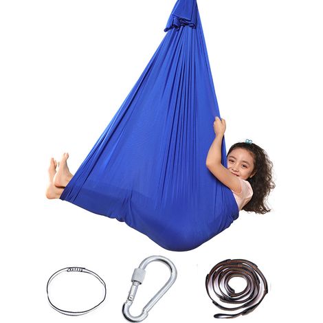 MINKUROW Kinderschaukel-Hängematte, Sensory Swing Chair, Soft Needs Hängematte, Outdoor Yoga, Camping (Blau, 1m) (1/5)