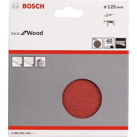 2608605438 - 10 FOGLI BOSCH D.125mm P.40 RED WOOD TOP