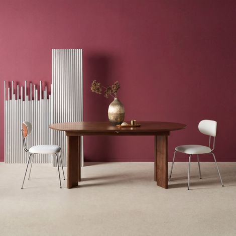 Sweeek – Table à manger extensible oblongue 170-210 cm – Bois d'hévéa et placage chêne – 6-8 places – Style contemporain (1/5)