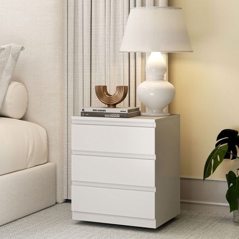 Cómoda 3 Cajones con Cierre Suave Cajonera para Salón Oficina Estilo Moderno 45x40x52,8 cm Blanco (1/5)