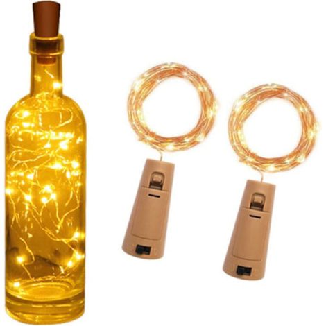 Deux guirlandes lumineuses LED jaunes, idéales pour décorer des bouteilles. (1/5)