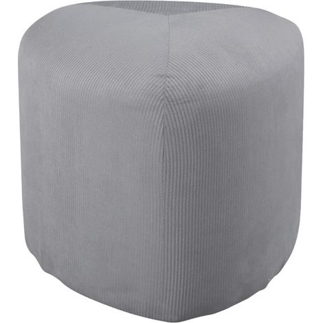 Pouf en Velours Côtelé "Peg" 46cm Gris (1/5)