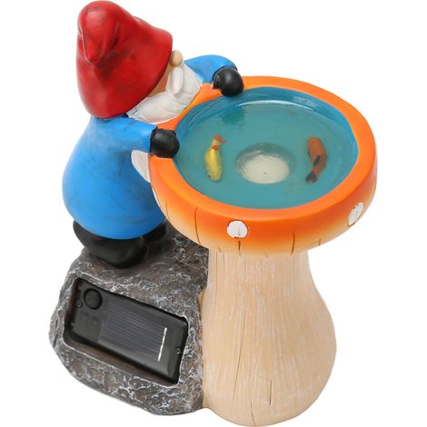 Lampes de jardin solaires à LED, statues de nains observant les poissons, statues de nains de jardin, décorations de cour avec lumières solaires, décorations de porche de cour, décorations de pelouse. (1/5)