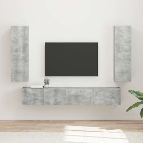 TV-Schrankset Wandmontiert 3 pcs Beton Grau Holzwerkstoff