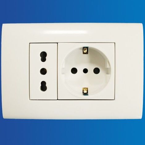 YMYNY Plaque complète 2 places, prise 2 voies, prise Shuko intégrée 503 -