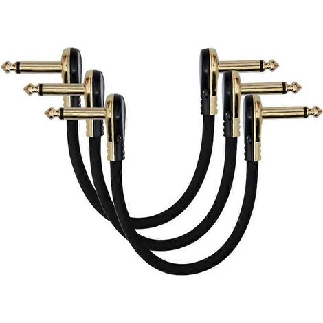 Lot de 3 câbles patch pour guitare, coudés à 30 cm, pour pédales d'effets et câbles de connexion pour guitare électrique (type B). (1/5)