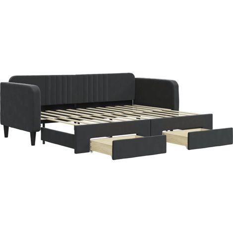 Maison Exclusive - Divano Letto Estraibile con Cassetti Nero 80x200 cm in Velluto