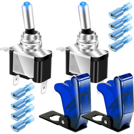 2pcs 3 Broches SPST Interrupteurs à Bascule pour Eclairage LED, Interrupteur à Bascule avec Eclairage LED Bleu, Interrupteur Marche/Arrêt Automatique de Voiture (20A 12V-24V DC) (1/4)