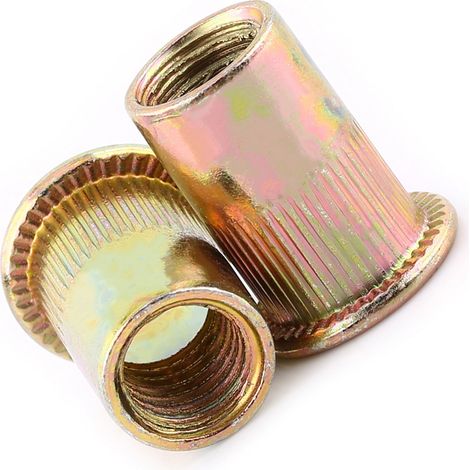 Écrou à sertir à col plat en acier carbone M3-M12, boulon fileté rivet (M10, 20 pièces)