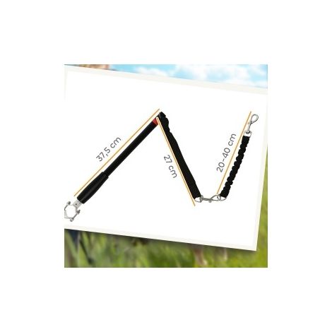 Guinzaglio bici per cane, cavo elastico, asta in acciaio, 124 cm, nero DESVIAE (1/4)