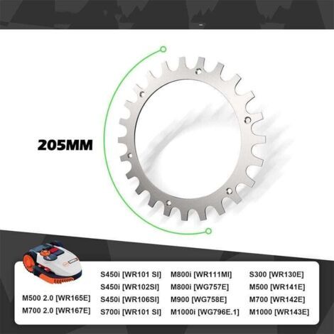 NALOOKAMIC Pointes pour Tondeuse à Gazon Worx Landroid modèle S/M , Épaisseur : 2 mm , taille de roue de tondeuse à gazon robotisée 205 mm