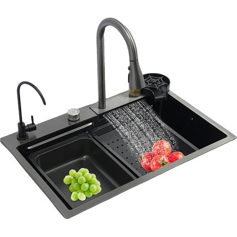Évier de cuisine, acier inoxydable, 21 cm de profondeur, simple cuve, assemblage, rectangulaire (1/5)