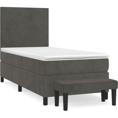 Sommier à lattes de lit et matelas Gris foncé 90x200 Velours (1/5)