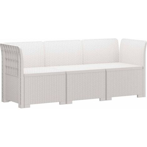 Canapé de Jardin 3 Places en Rotin Synthétique PP Blanc, Style Moderne (1/5)